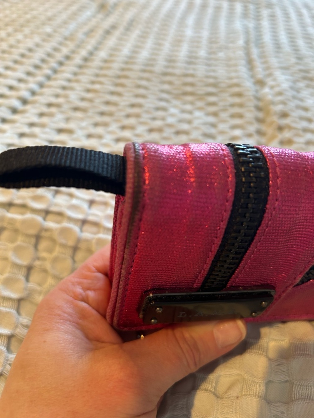 L.A.M.B. Metallic Hot Pink Zip Clutch - Picture 3 of 9